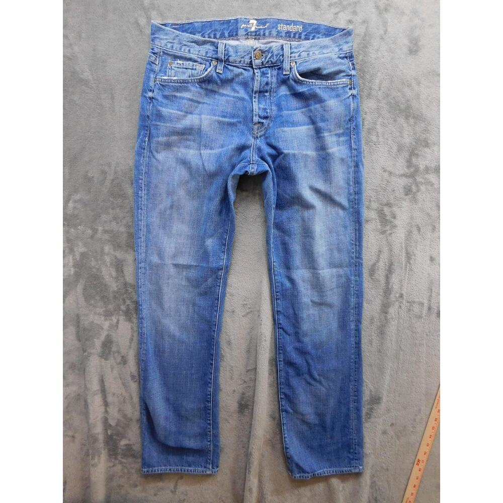 7 For All Mankind Jeans Mens 33x34 Blue Straight Standard 5 Pocket Denim